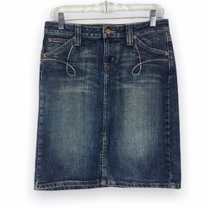 Vintage Hippie Y2K Western Rodeo‎ Blue Denim Jean Pencil Skirt Size 5